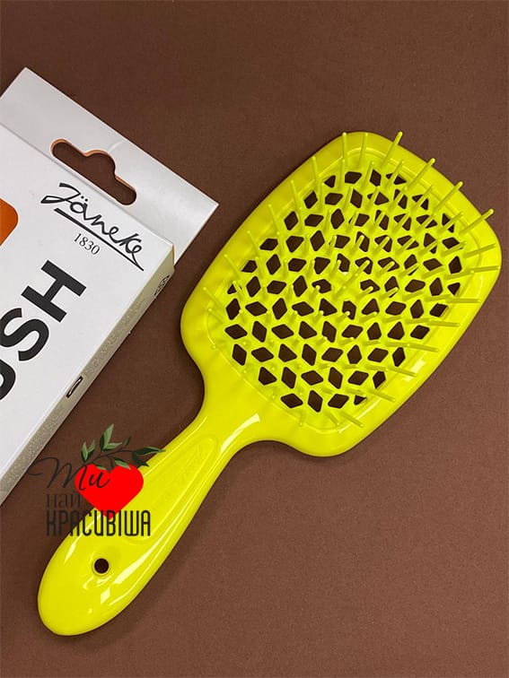 Щітка-грібінець для волосся «лимонна» Janeke Superbrush The Original Lemon, Italy