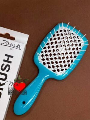 Щітка-грібінець для волосся «бірюзова з білим» Janeke Superbrush The Original, Italy