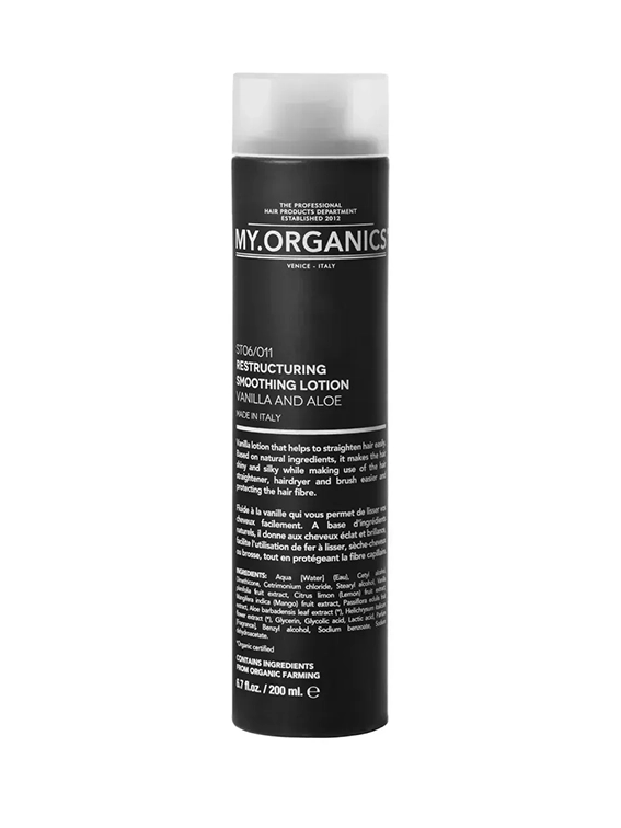 Лосьйон для вирівнювання волосся (Ваніль та Алое) MY.ORGANICS My Restructuring Smoothing Lotion, 200мл