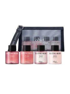 Набір доглядових засобів за тілом та волоссям Kundal Objet by Kundal Travet Set Santal Rose, 4 по 30мл
